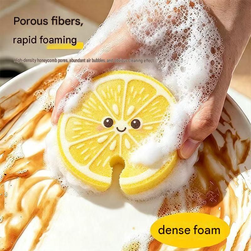 10 pack Cute Guava-shaped Wood Pulp Sponge - Compressed Kitchen Dishwashing view 4
