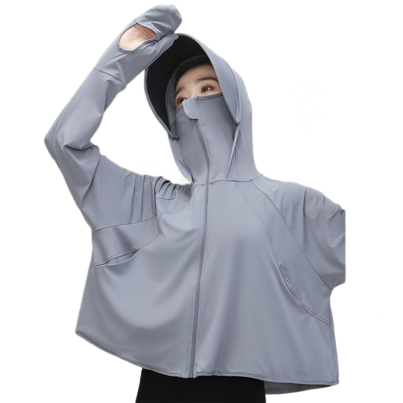Dark gray UPF50+ Sun Protection Hoodie for Women - Breathable Polyester Long