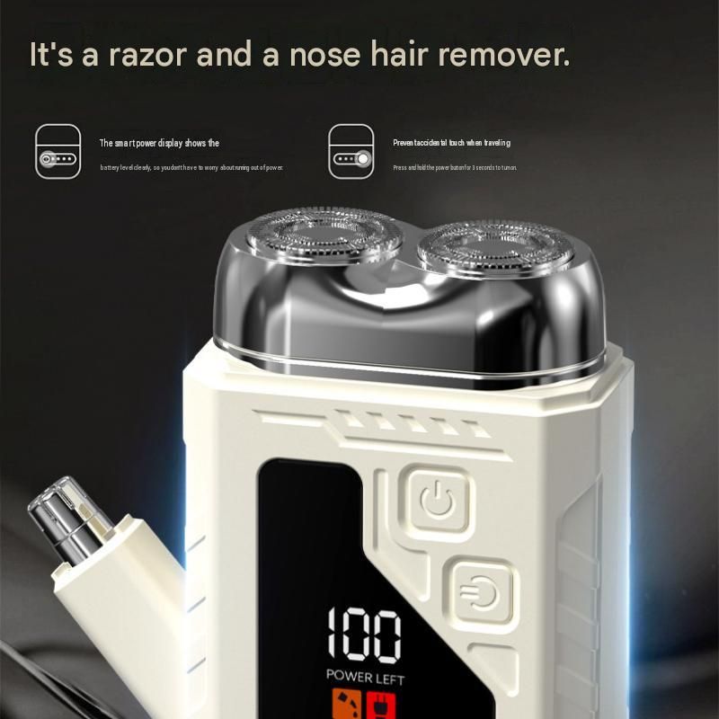 White 2-in-1 Electric Shaver and Nose Hair Trimmer - Stainless Steel Blades view 3