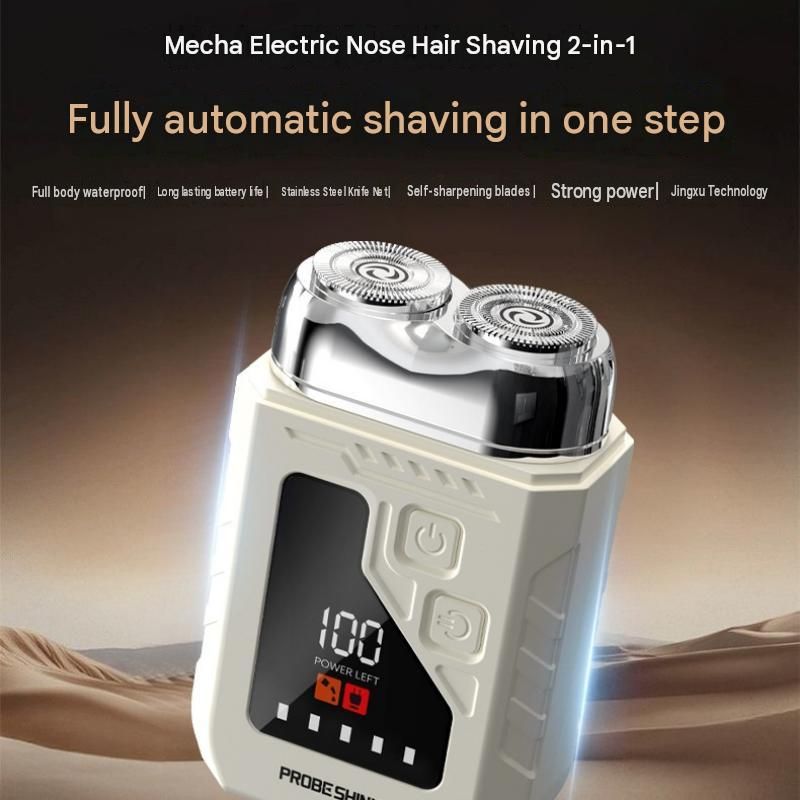 Orange 2-in-1 Electric Shaver and Nose Hair Trimmer - Stainless Steel Blades view 3