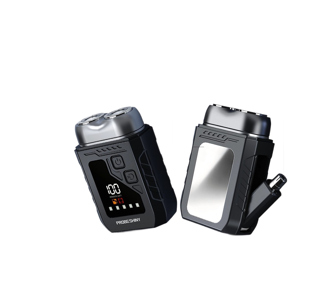 Black 2-in-1 Electric Shaver and Nose Hair Trimmer - Stainless Steel Blades