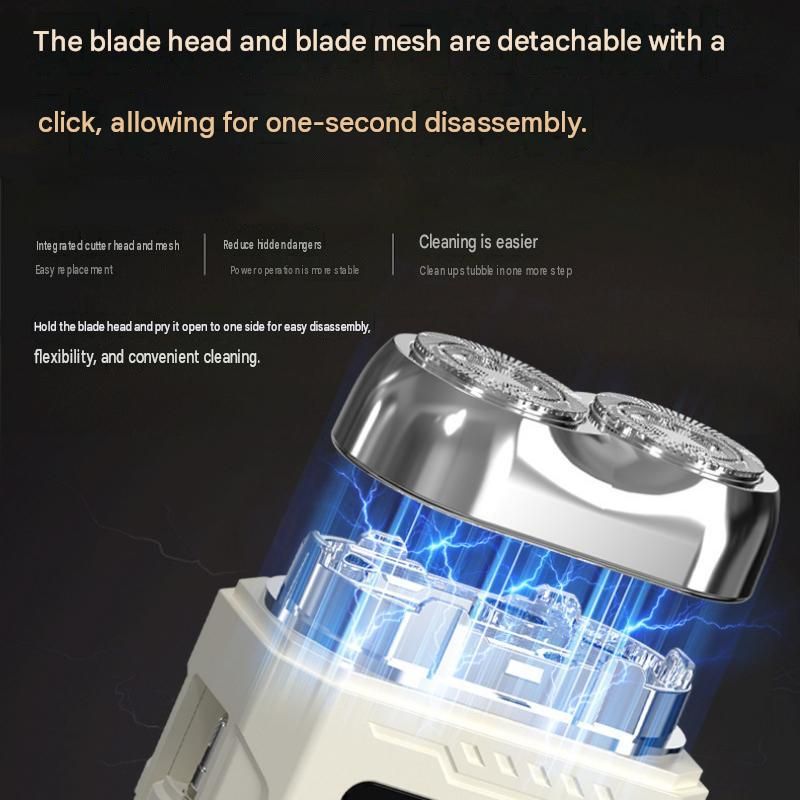 Black 2-in-1 Electric Shaver and Nose Hair Trimmer - Stainless Steel Blades view 7