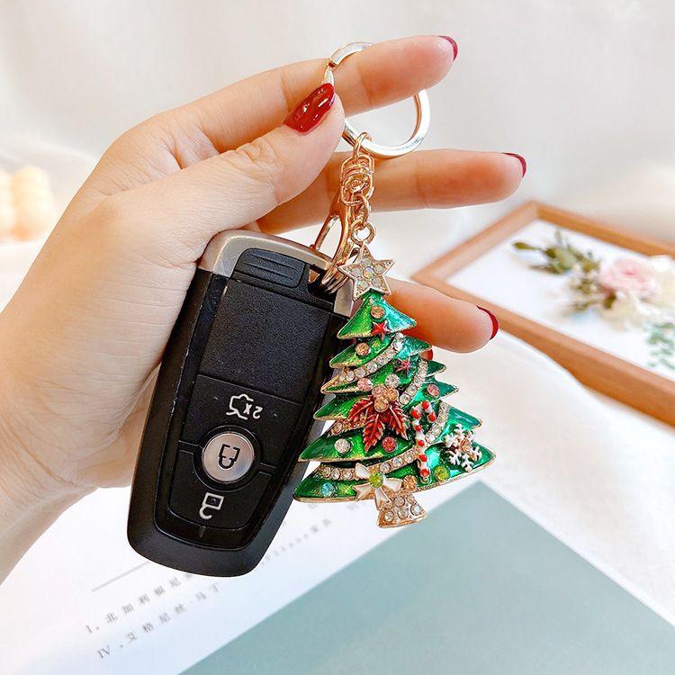 2 Pack Red Christmas Tree Keychain with Rhinestones - Alloy Bag Charm view 5