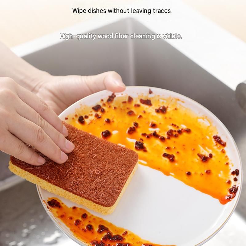 1 Piece Yellow perforated Wood Pulp Cellulose Dish Sponge - Double-Sided view 8