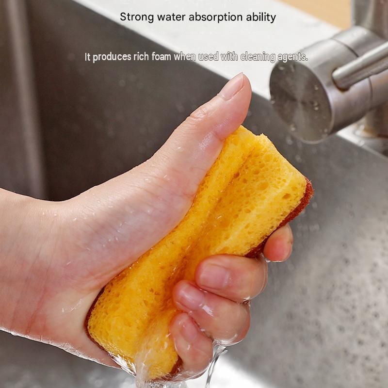 1 Piece Yellow perforated Wood Pulp Cellulose Dish Sponge - Double-Sided view 7