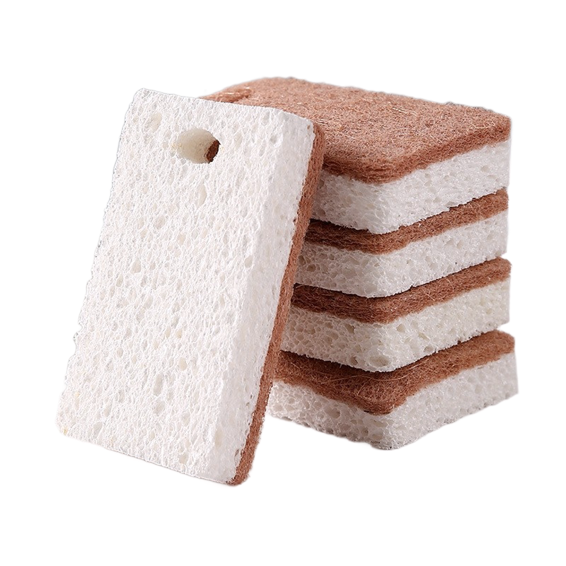 1 Piece Yellow perforated Wood Pulp Cellulose Dish Sponge - Double-Sided