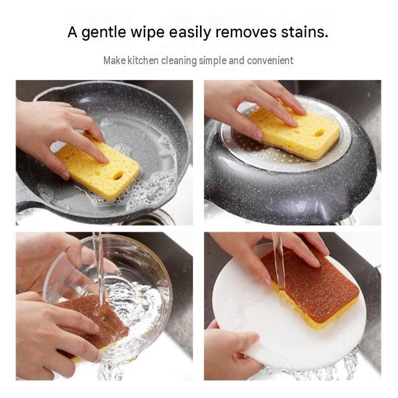6 Pack Yellow perforated Wood Pulp Cellulose Dish Sponge - Double-Sided view 11