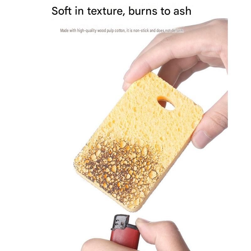 6 Pack Yellow perforated Wood Pulp Cellulose Dish Sponge - Double-Sided view 4