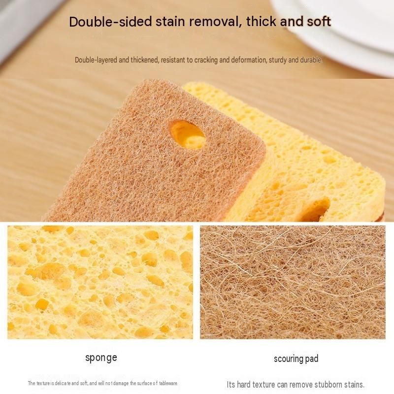 6 Pack Yellow perforated Wood Pulp Cellulose Dish Sponge - Double-Sided view 9