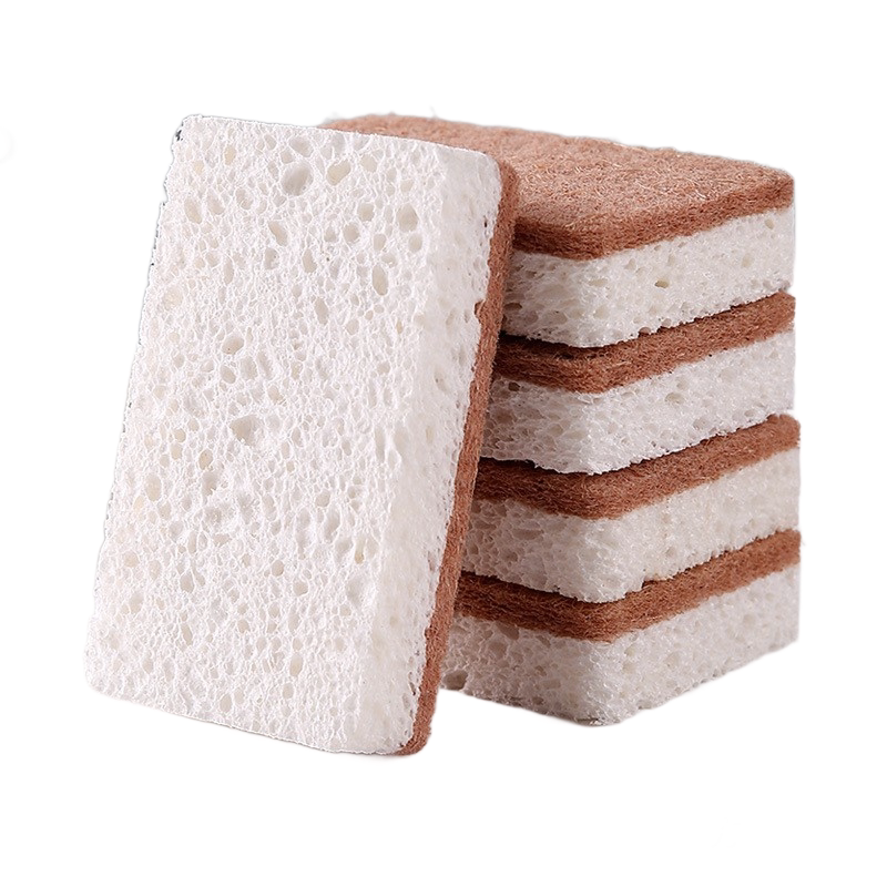 6 Pack Yellow perforated Wood Pulp Cellulose Dish Sponge - Double-Sided