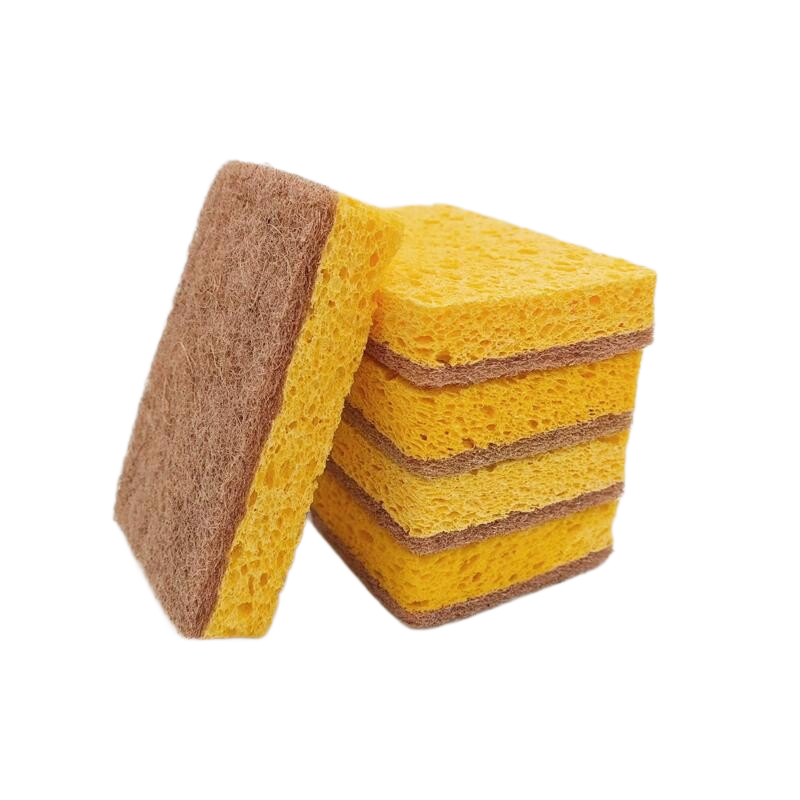 12 Pack Yellow perforated Wood Pulp Cellulose Dish Sponge - Double-Sided