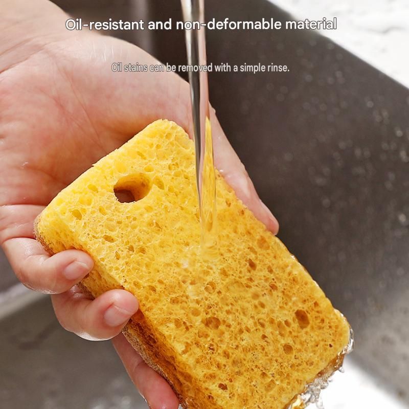 12 Pack Yellow perforated Wood Pulp Cellulose Dish Sponge - Double-Sided view 6