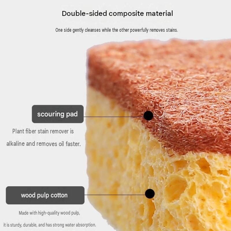12 Pack Yellow perforated Wood Pulp Cellulose Dish Sponge - Double-Sided view 3