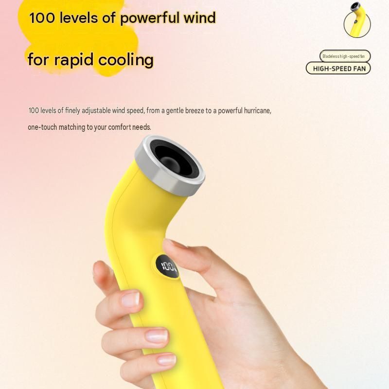 Beige Handheld Bladeless High-Speed Fan - 100 Speed Levels view 6