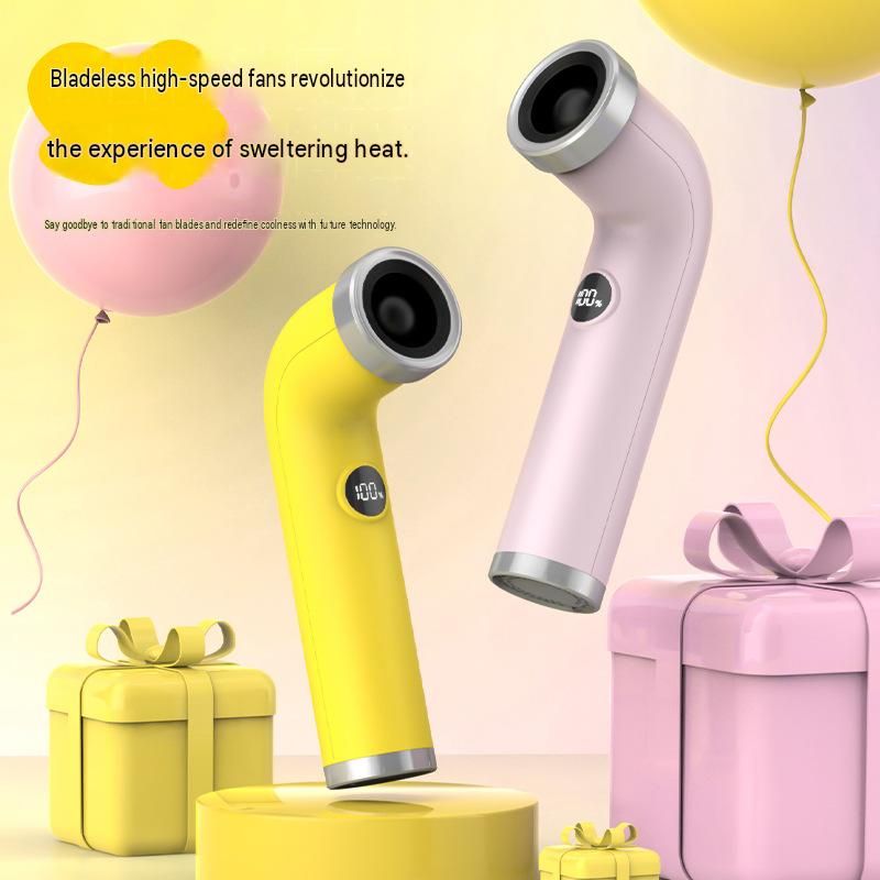 Yellow Handheld Bladeless High-Speed Fan - 100 Speed Levels view 2