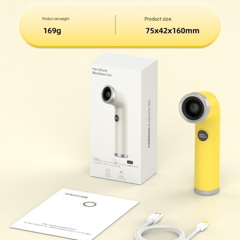 Yellow Handheld Bladeless High-Speed Fan - 100 Speed Levels view 9