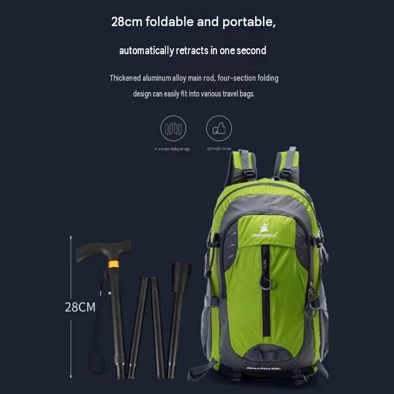 Black 2 pack Foldable Hiking Cane - Adjustable Aluminium Walking Stick with view 5
