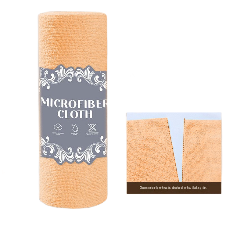 3 Pack Orange Microfiber Cleaning Cloth Roll - 25x25cm Thickened Absorbent