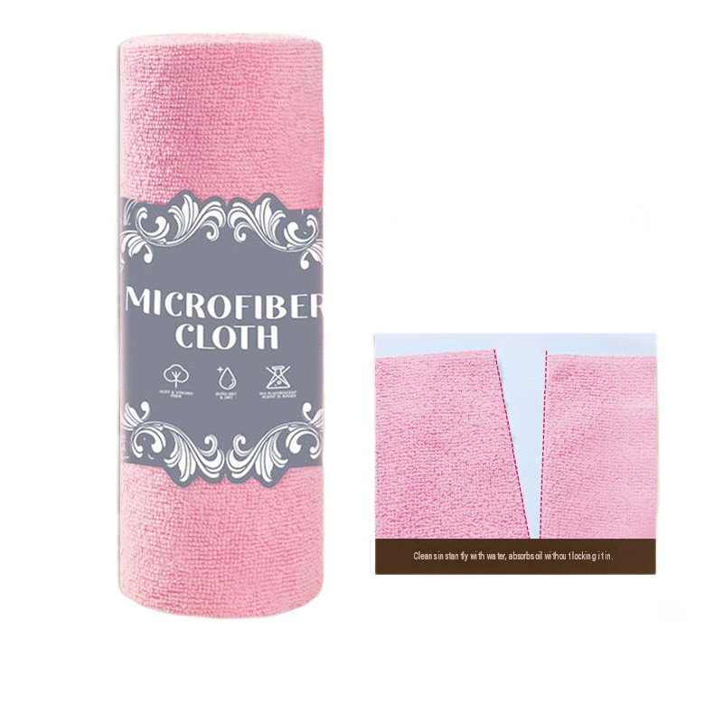 3 Pack Pink Microfiber Cleaning Cloth Roll - 25x25cm Thickened Absorbent Wipes