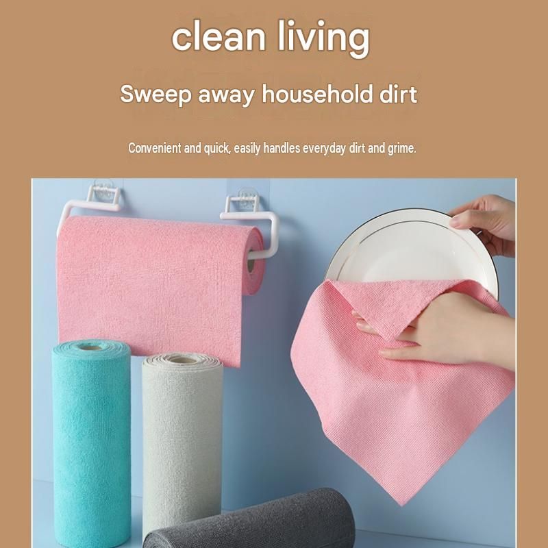 3 Pack Pink Microfiber Cleaning Cloth Roll - 25x25cm Thickened Absorbent Wipes view 3