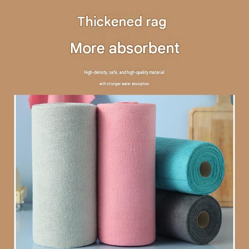 3 Pack Pink Microfiber Cleaning Cloth Roll - 25x25cm Thickened Absorbent Wipes view 7
