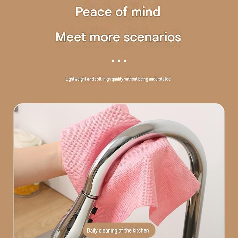 3 Pack Pink Microfiber Cleaning Cloth Roll - 25x25cm Thickened Absorbent Wipes view 9