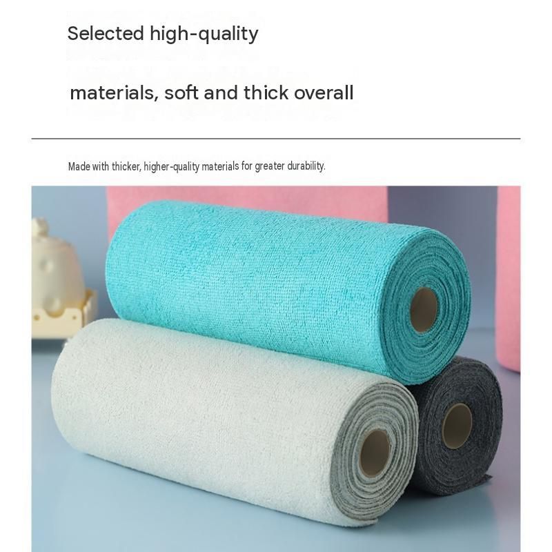 3 Pack Blue Microfiber Cleaning Cloth Roll - 25x25cm Thickened Absorbent Wipes view 4