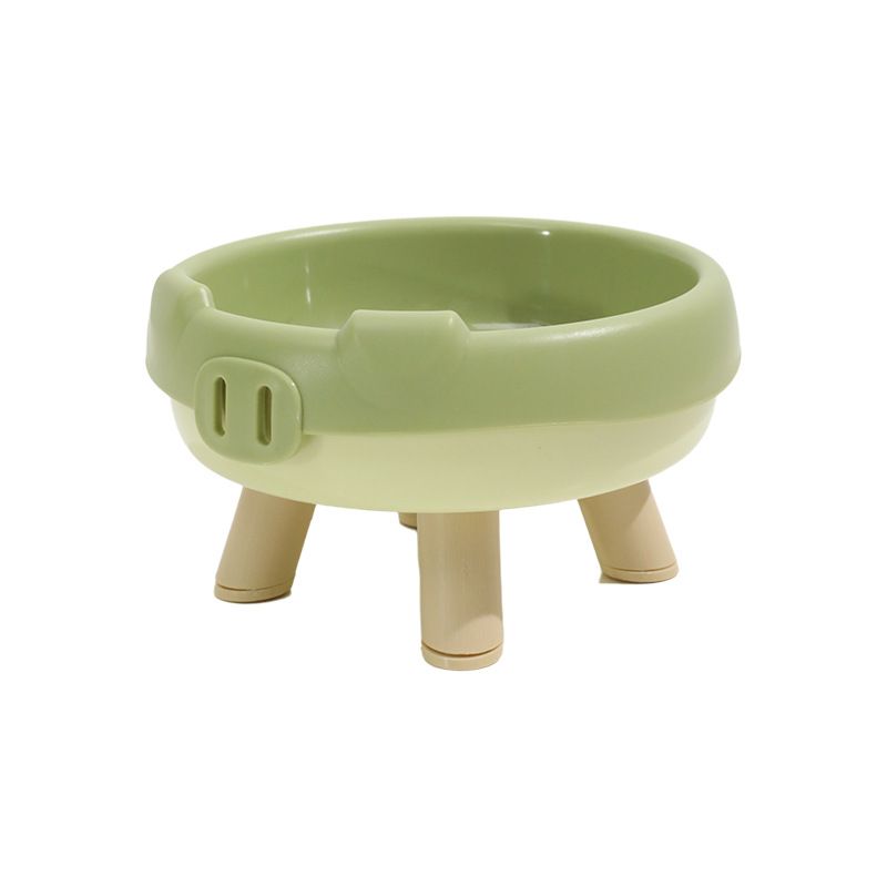 2 Pack Green Elevated Pet Food Bowl - Cute Pig Design Raised Feeder for Cats