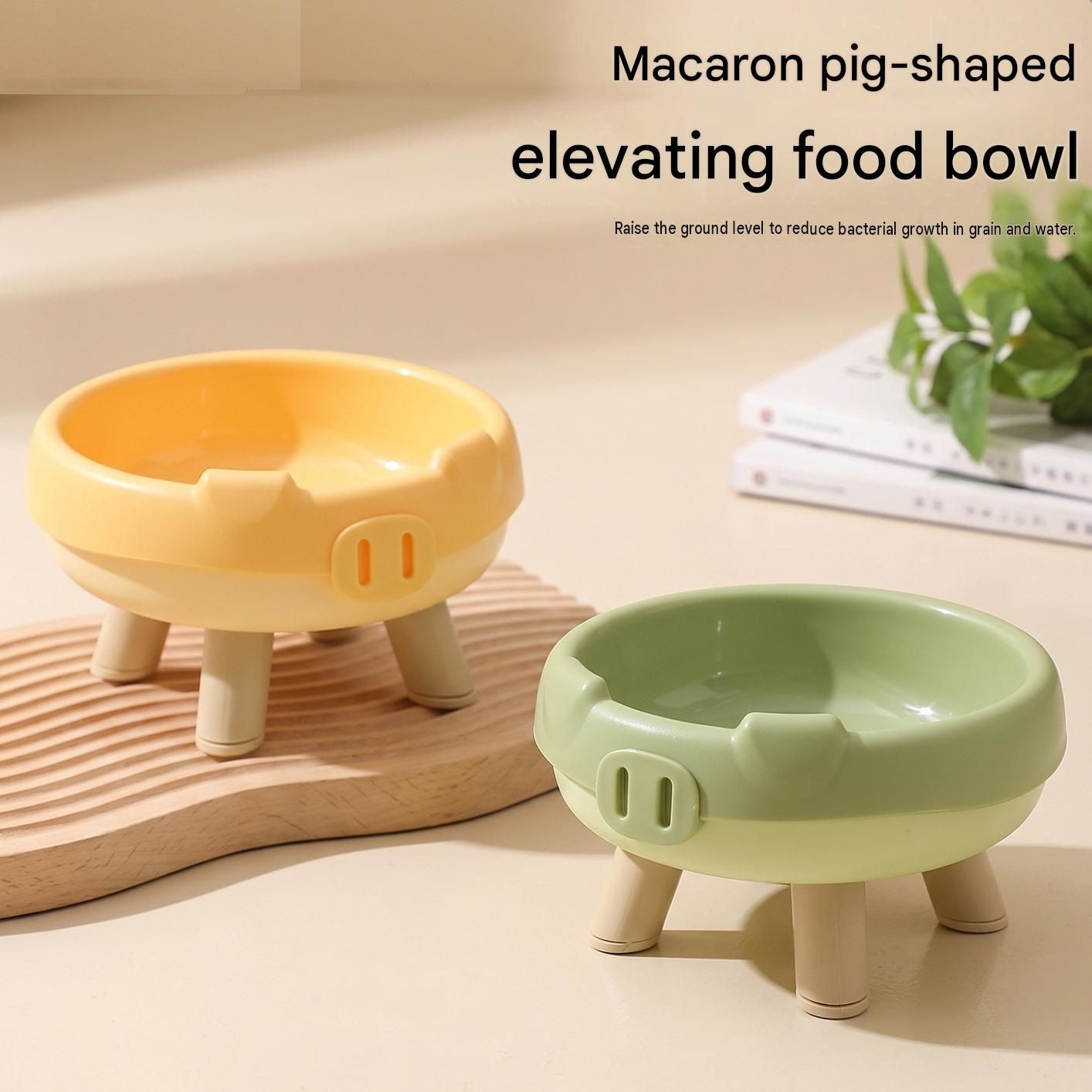 2 Pack Yellow Elevated Pet Food Bowl - Cute Pig Design Raised Feeder for Cats view 2