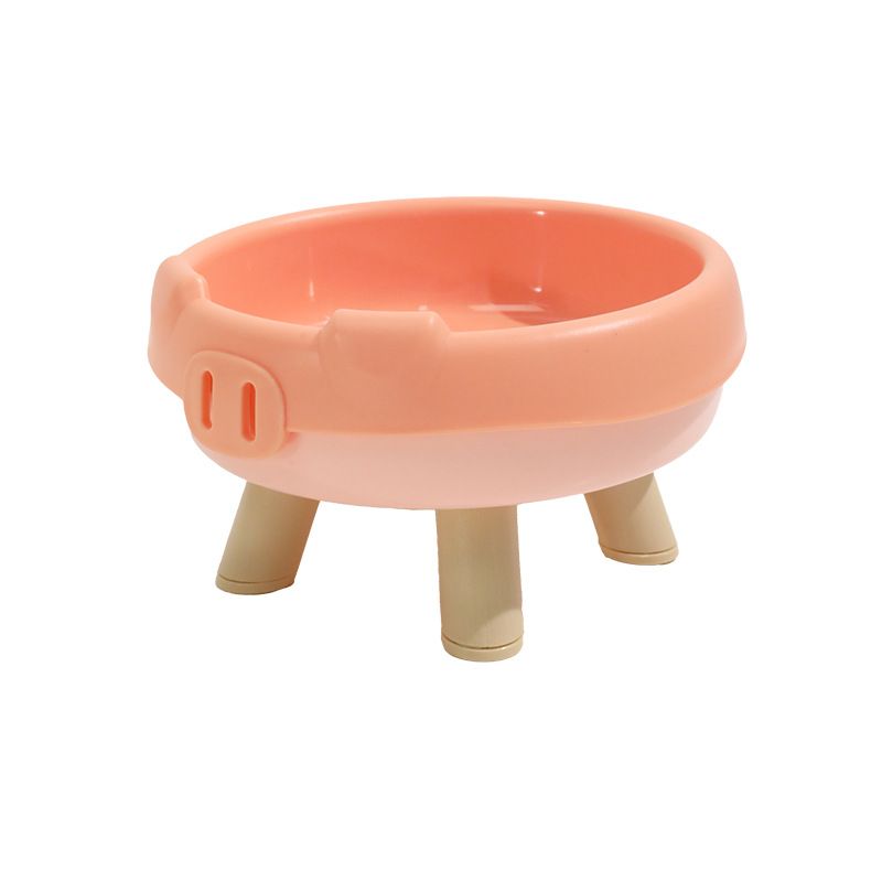 2 Pack Pink Elevated Pet Food Bowl - Cute Pig Design Raised Feeder for Cats