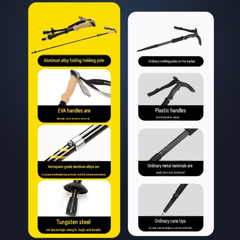 Black Foldable Hiking Poles with Black Carry Bag - Aluminium Alloy Trekking view 4