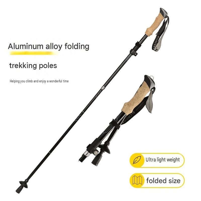 Red Foldable Hiking Poles with White Carry Bag - Aluminium Alloy Trekking view 2