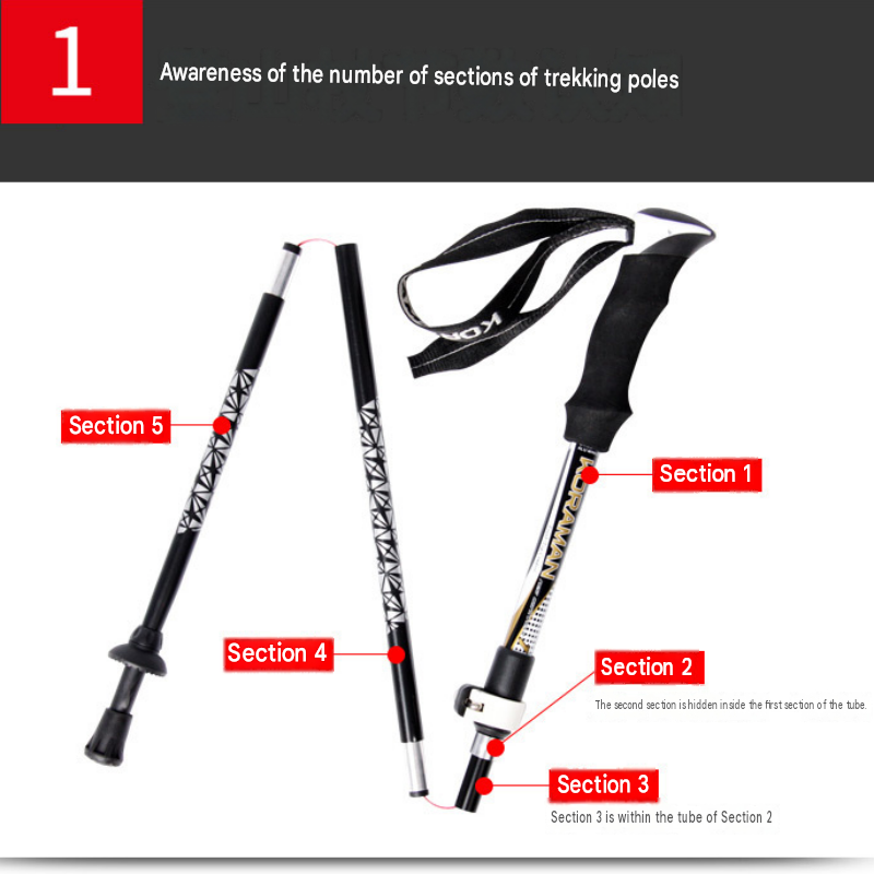 Red Foldable Hiking Poles with White Carry Bag - Aluminium Alloy Trekking view 5