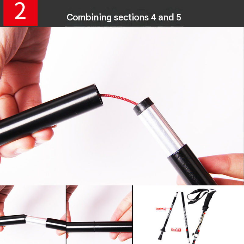 Red Foldable Hiking Poles with White Carry Bag - Aluminium Alloy Trekking view 6