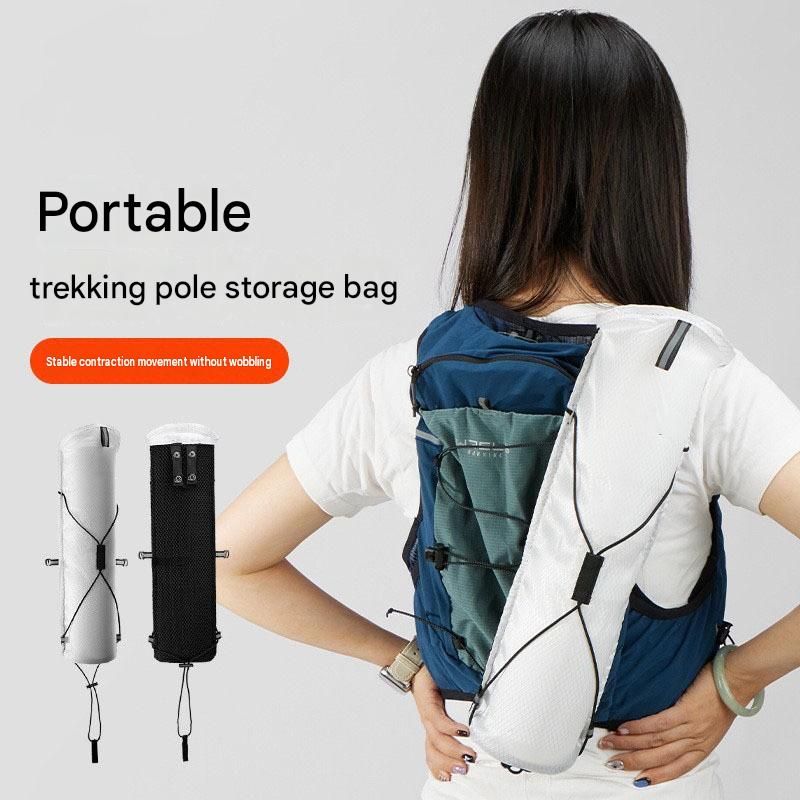 Red Foldable Hiking Poles with White Carry Bag - Aluminium Alloy Trekking view 11
