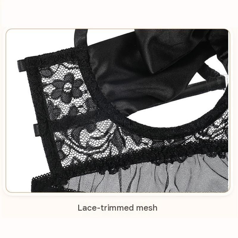 Two Black Lace Lingerie Set*2 - Adjustable Strappy Babydoll and Open Crotch view 6