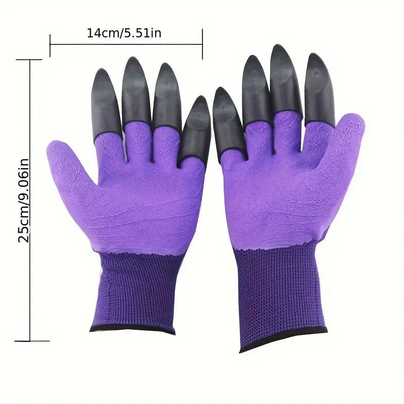 3 Pack Purple Garden Gloves with ABS Digging Claws - Gardening Gloves for view 2