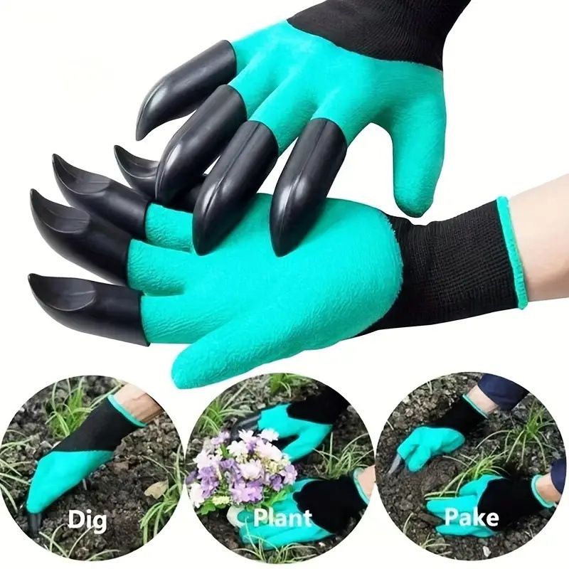 3 Pack Purple Garden Gloves with ABS Digging Claws - Gardening Gloves for view 5
