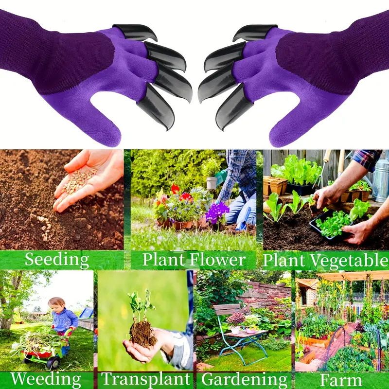 3 Pack Green Garden Gloves with ABS Digging Claws - Gardening Gloves for view 6