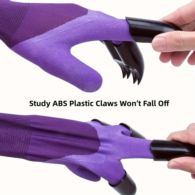 3 Pack Black Garden Gloves with ABS Digging Claws - Gardening Gloves for view 4