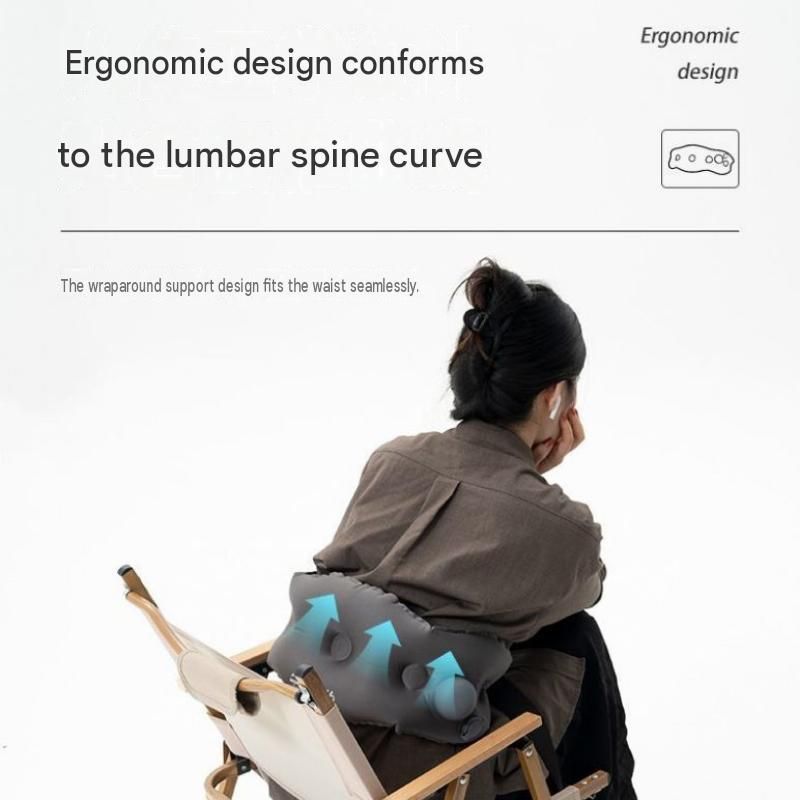 Grey Portable Inflatable Lumbar Support Pillow - Ergonomic Back Cushion for view 5