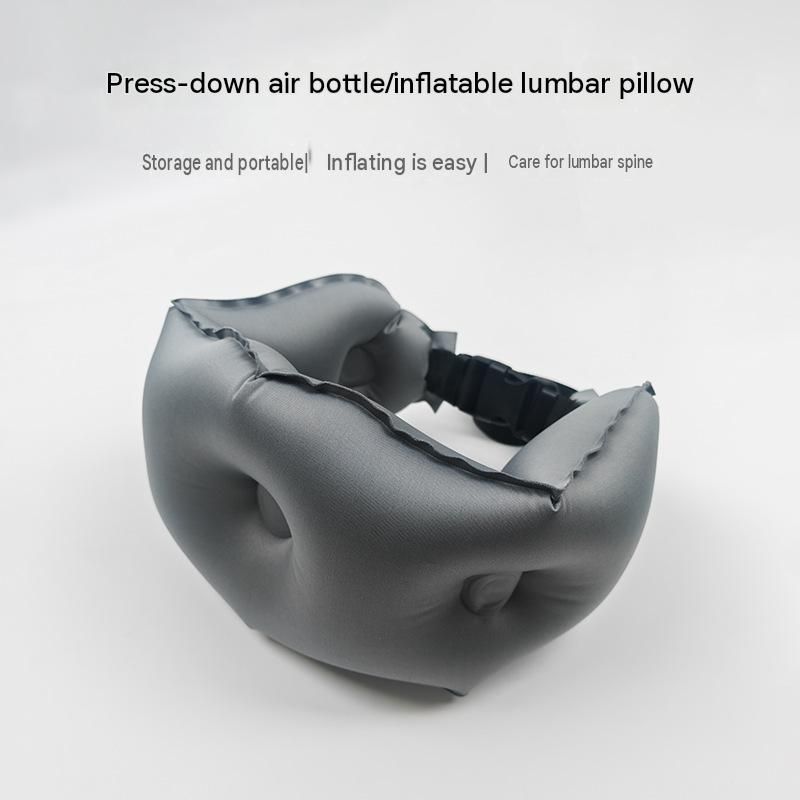 Black Portable Inflatable Lumbar Support Pillow - Ergonomic Back Cushion for view 2