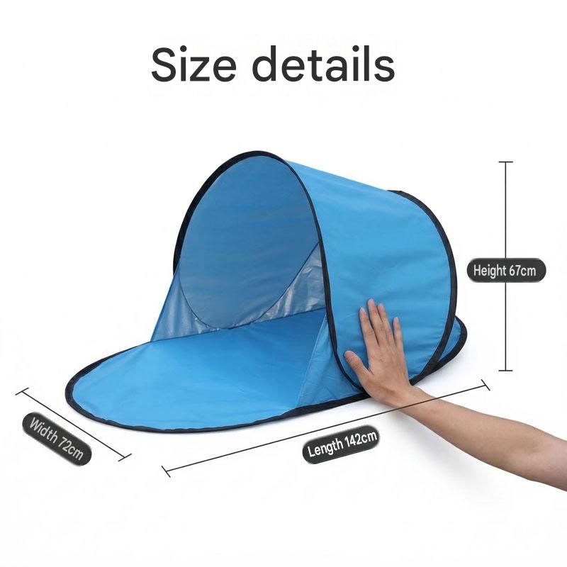 Red Pop Up Beach Tent - Silver Coated Sun Shelter with Instant Setup view 3