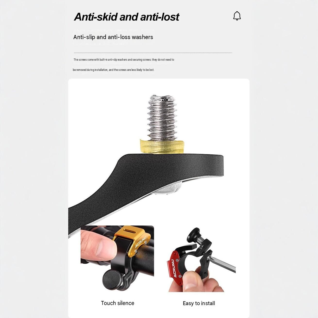 2 Pack Yellow Mini Bicycle Bell - Lightweight Aluminium Alloy Handlebar Ring view 10