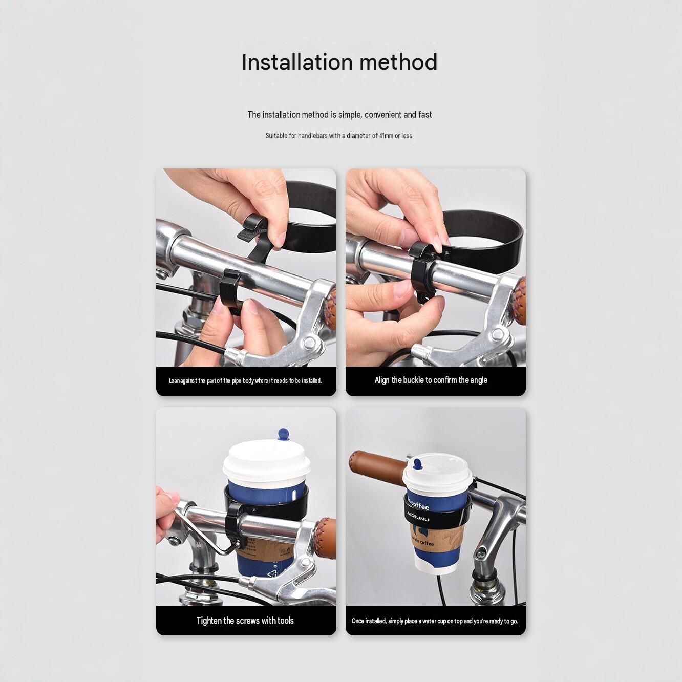 Silver Aluminium Alloy Bicycle Cup Holder - Adjustable Handlebar Mount for view 8