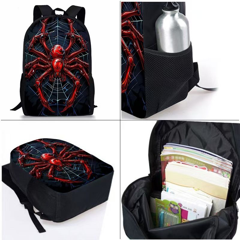 Style 12 3 Piece Spider Print School Bag Set - Large Capacity Polyester Backpack view 3