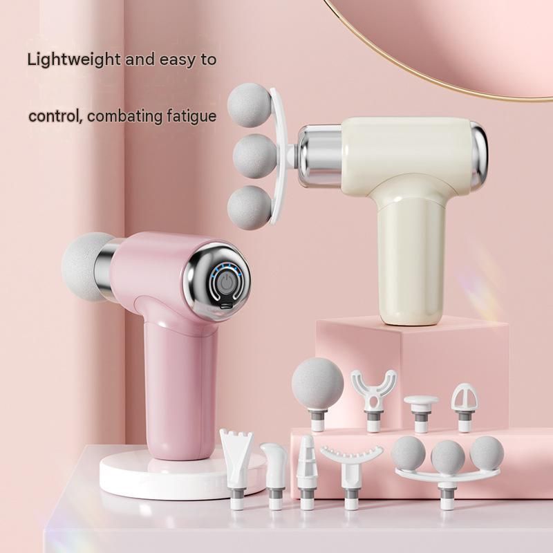 Pink Mini Massage Gun with 9 Heads - 6 Speed Percussion Massager view 5