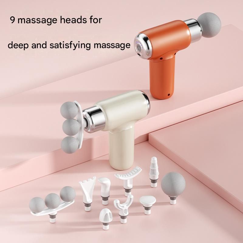 Black Mini Massage Gun with 9 Heads - 6 Speed Percussion Massager view 6