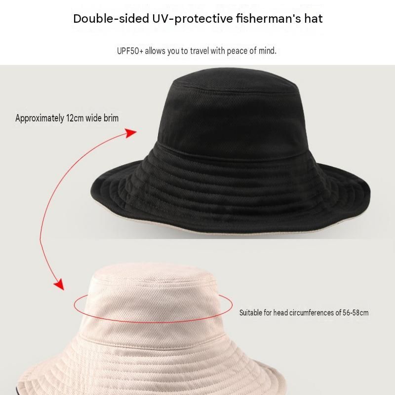 Black and stripe Reversible UV Protection Bucket Hat - UPF 50+ Wide Brim Sun Hat view 2