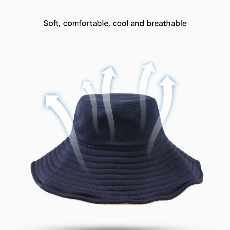Blue and stripe Reversible UV Protection Bucket Hat - UPF 50+ Wide Brim Sun Hat view 6